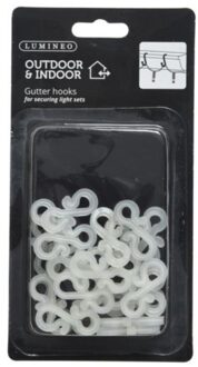 24x Kerstverlichting/feestverlichting bevestiging dakgoot ophang haakjes - Lichtsnoeren