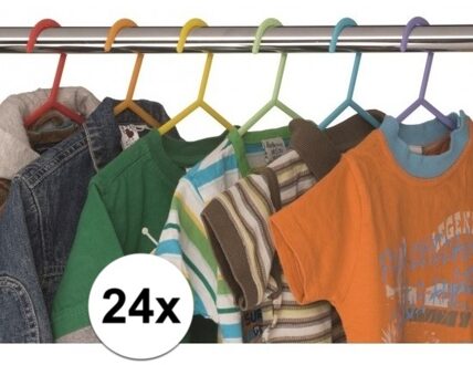 24x Kledinghangertjes voor kinderkleding - Kledinghangers Multikleur