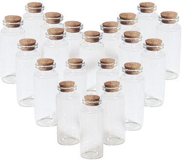24x Kleine transparante bruiloft cadeau flesjes met kurken dop 18 ml van glas