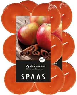 24x Maxi theelichten appel/kaneel geurkaarsen Apple Cinnamon 10 branduren - geurkaarsen Oranje