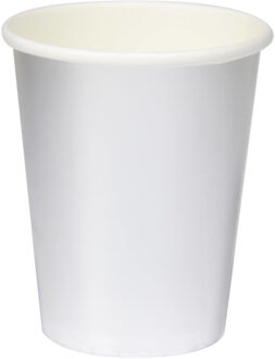 24x Metallic zilveren feest bekertjes van karton 350 ml