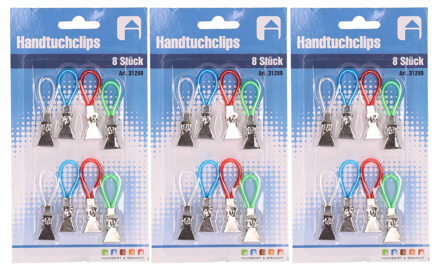 24x Ophanghaakjes/lusjes gekleurd voor handdoeken/theedoeken - Keukenbenodigdheden