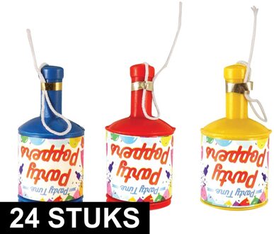 24x Oud en Nieuw confetti poppers/shooters champagnefles met gekleurde confetti
