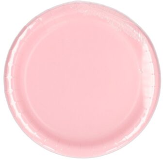 24x pastel roze wegwerp bordjes van karton 23 cm - Feestbordjes