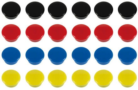 24x Ronde koelkast/whiteboard magneten 15 mm gekleurd