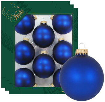 24x Royal velvet blauwe glazen kerstballen mat 7 cm kerstboomversiering