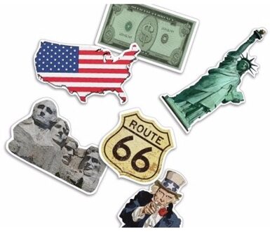 24x stuks Confetti Amerika USA thema versiering Multi