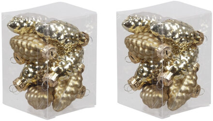 24x stuks glazen dennenappels kersthangers goud 6 cm mat/glans