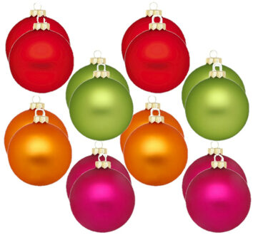 24x stuks glazen kerstballen gekleurd 8 cm