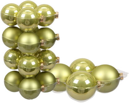 24x stuks glazen kerstballen salie groen (oasis) 8 en 10 cm mat/glans - Kerstbal