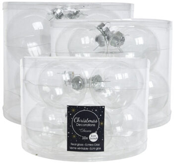 24x stuks glazen kerstballen transparant 6, 7 en 8 cm
