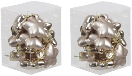 24x stuks glazen sterren kersthangers licht champagne 4 cm mat/glans