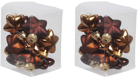 24x stuks glazen sterren kersthangers mahonie bruin 4 cm mat/glans