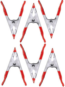 24x stuks lijmklemmen / zeilklemmen plaatstaal met rode kunststof greep 15 x 5 cm