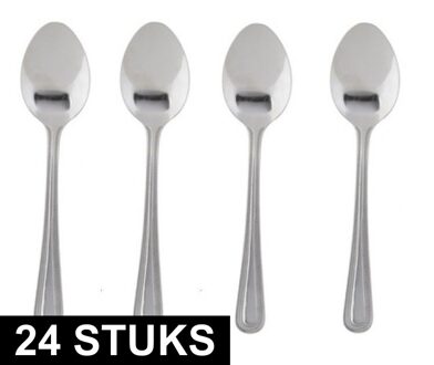 24x stuks sierlijke grote thee/dessertlepeltjes - bestek - 15 cm van RVS