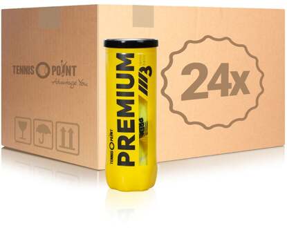 24x verpakking  3 stuks Premium Tennisball In een doos geel - nosize