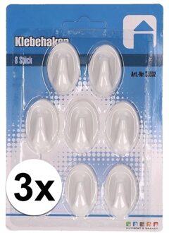 24x Zelfklevende haakjes 3 x 4 cm keuken/badkamer