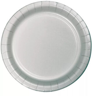 24x Zilveren wegwerp bordjes van karton 23 cm - Feestbordjes Zilverkleurig