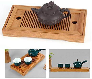 25*14*3.5Cm Smaakvolle Bamboe Chinese/Japanse Gongfu Thee Tafel Dienblad Doos Reservoir Drainage Soort voor Theehuis Home Office