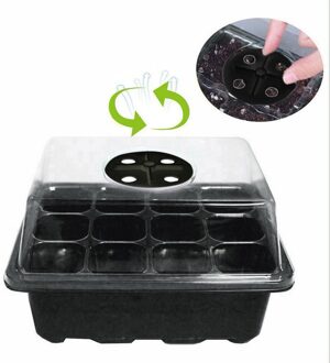 25 #1Pc 12 Gat Tuin Kwekerij Potten Hydraterende Plantaardige Zaad Groeit Doos Kwekerij Zaailing Starter Tuin Yard Lade kwekerij Potten zwart