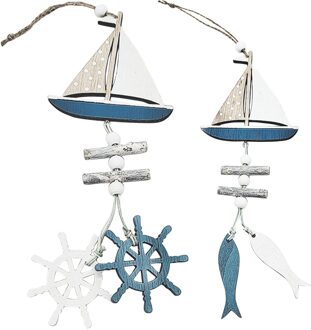 25 #2Pc Antieke Houten Oceaan Decor Ornament Muur Opknoping Tuin Decoratie Outdoor Vis Roer Yard Garden Decor Opknoping