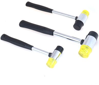 25/30/35Mm Lederen Diy Gereedschap Dubbele Gezicht Soft Touch Hamer Zwart Plastic Coated Grip Dubbele Hoofd rubber Hamer Handheld Tool