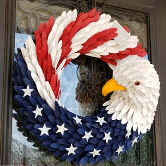 25/35Cm Voordeur Handgemaakte Rotan Deur Ornamenten American Eagle Krans Bloemenkrans Home Decor Kunstmatige Patriottische President