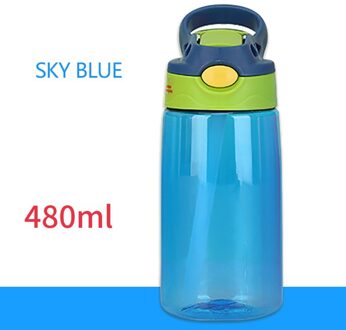25 #480Ml Kinderen Waterfles Met Stro Deksel En Handvat Gebruik Voor School Kinderen Fles Kinderen Ketel draagbare Bidon blauw