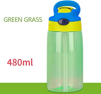 25 #480Ml Kinderen Waterfles Met Stro Deksel En Handvat Gebruik Voor School Kinderen Fles Kinderen Ketel draagbare Bidon groen