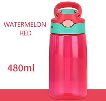 25 #480Ml Kinderen Waterfles Met Stro Deksel En Handvat Gebruik Voor School Kinderen Fles Kinderen Ketel draagbare Bidon rood