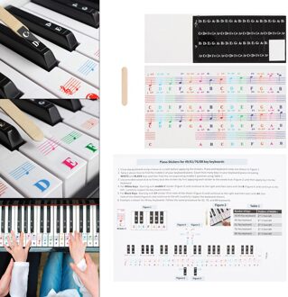 25 / 49 / 54 / 61 / 88 Kleurrijke Transparante Piano Toetsenbord Stickers Elektronische Toetsenbord Key Piano Stave Note sticker Symbool