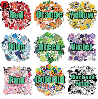 25/50 PCS Cartoon Green/Pink/Blue/Black/Yellow VSCO Girls Boys Kids Stickers Toy Waterproof Sticker to DIY Laptop Luggage Bags