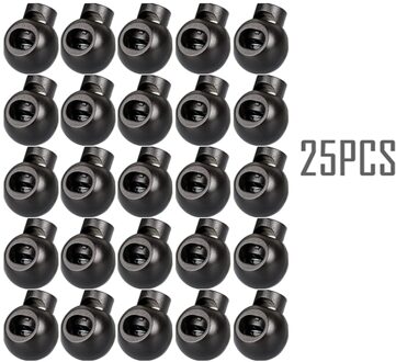 25/50 Pcs Plastic Black Ball Ronde Lente Stop Cord Lock Toggle Stopper Clip Voor Sportkleding Kleding Schoenen Touw diy Craft Onderdelen 25stk
