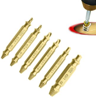 25 #6Pcs Materiaal Beschadigd Tapeinduithalerset Boor Bits Guide Set Gebroken Snelheid Out Uit Bolt Stud Stripped schroef Remover Gereedschap