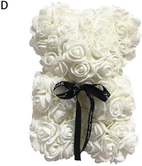 25 Cm Rose Beer Pop Gesimuleerde Pe Bloem Valentijnsdag Decoratie wit geen doos