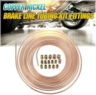 25 Ft Koper Nikkel 3/16 ''Od Koper Nikkel Roll Coil Remleiding Slang Line Tubing Kit Met 15 Pcs buis Noten