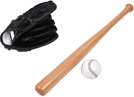 25-Inch Massief Houten Beuken Honkbalknuppel 10.5-Inch Honkbal Handschoen Baseball Drie-In-een combinatie Pak Kinderen