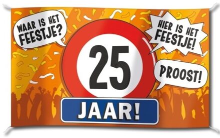 25 jaar feestartikelen - Gevelvlag verjaardag - 100 x 150 cm - polyester Multi