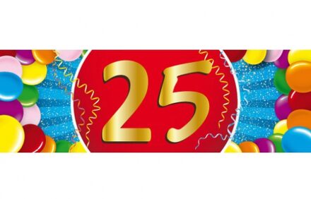 25 jaar leeftijd sticker 19 x 6 cm - 25 jaar verjaardag/jubileum versiering