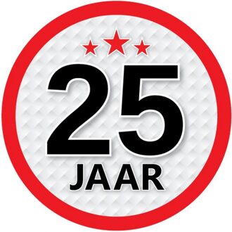 25 jaar leeftijd sticker rond 15 cm - 25 jaar verjaardag/jubileum versiering