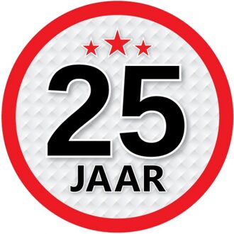 25 jaar leeftijd sticker - rond - Dia 15 cm - 25 jaar verjaardag/jubileum/leeftijd versiering