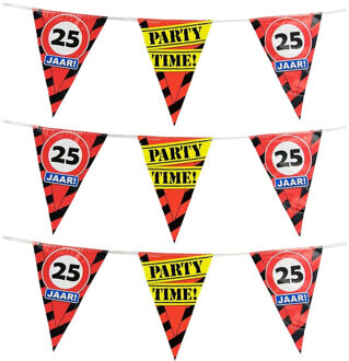25 jaar vlaggenlijnen waarschuwingsborden - 3x - 10 meter - Feestartikelen/versiering - 25 jarige ve