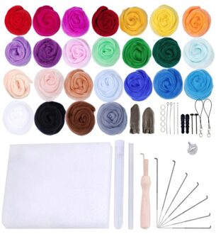25 Kleur Diy Wolvilt Kit Handvat Wol Vilten Gereedschap Handgemaakte Vilt Naald Set Pack Vilten Stof Materialen Handwerk