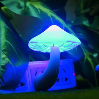 25 # Kleurrijke Energiebesparende Mushroom Led Nachtlampje Sensor Controle Lamp Nachtkastje Muur Voor Kid/Baby Kinderen nachtkastje Ligh blauw