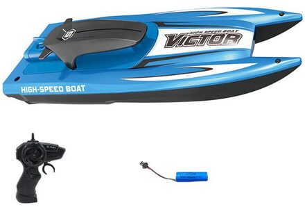 25 Km/h Hoge Snelheid Afstandsbediening Racing Boot Waterdicht Waterkoeling Systeem Navigatie Crash Slip Speedboten Jongens blauw 1 accu