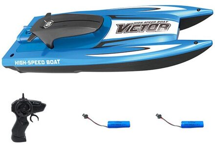 25 Km/h Hoge Snelheid Afstandsbediening Racing Boot Waterdicht Waterkoeling Systeem Navigatie Crash Slip Speedboten Jongens blauw 2 accu