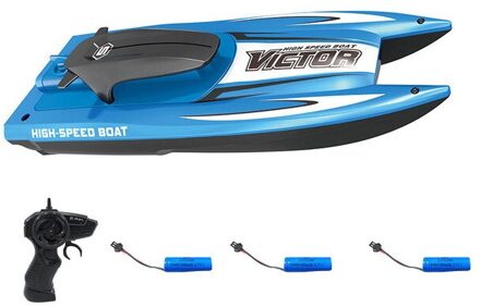 25 Km/h Hoge Snelheid Afstandsbediening Racing Boot Waterdicht Waterkoeling Systeem Navigatie Crash Slip Speedboten Jongens blauw 3 accu