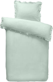 25% korting - Leen Bakker - Dekbedovertrek Cato - 140x200/220 Cm - Katoen - Groen