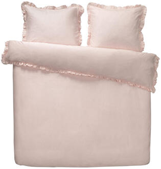 25% korting - Leen Bakker - Dekbedovertrek Cato Effen - 200x200/220 Cm - Katoen - Roze