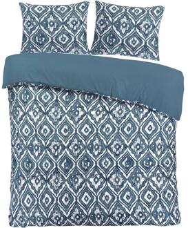 25% korting - Leen Bakker - Dekbedovertrek Fez - 200x220 Cm - Polyester - Blauw